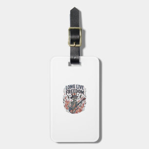 Long Live Freedom Patriotic Skeleton Rocker Shirt_ Luggage Tag