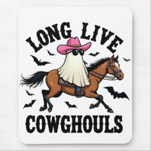 Long Live Ghouls Spooky Halloween Ghost Cowboy Mouse Pad