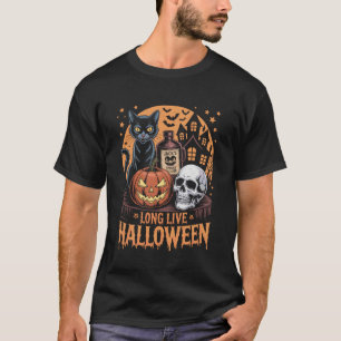 Long Live Halloween Funny Pumpkin Halloween Black T-Shirt