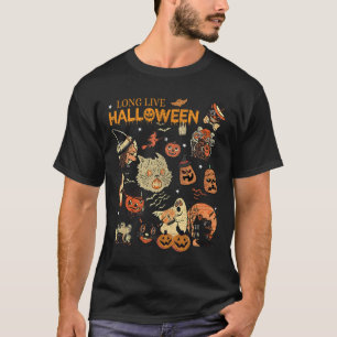 Long Live Halloween Vintage Pumpkin Witch Ghost Bl T-Shirt