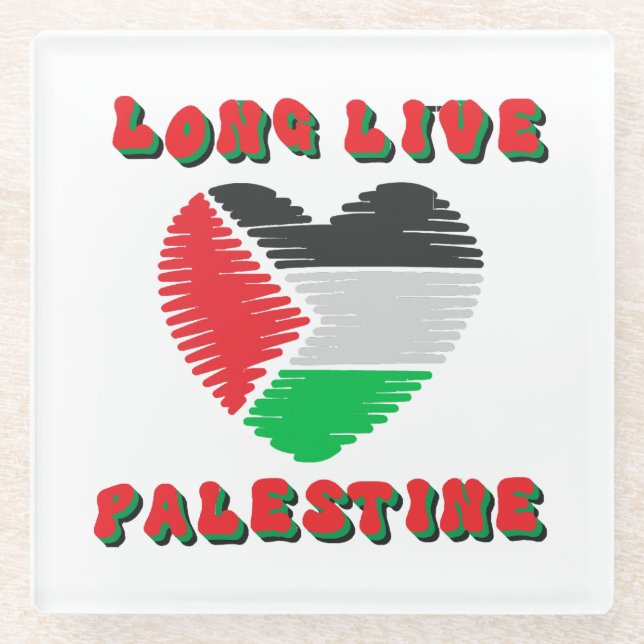 Long Live Palestine Glass Coaster (Front)