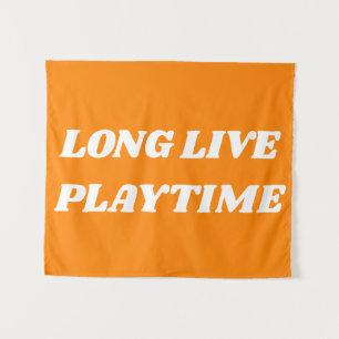 Long Live Playtime Kids Playroom Nursery Orange Tapestry