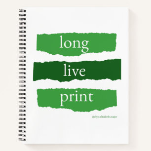long live print spiral notebook in green