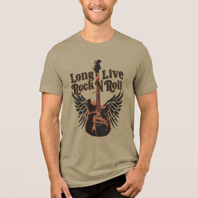 Long live Rock n Roll wings Guitar Tri-Blend Shirt (Front)