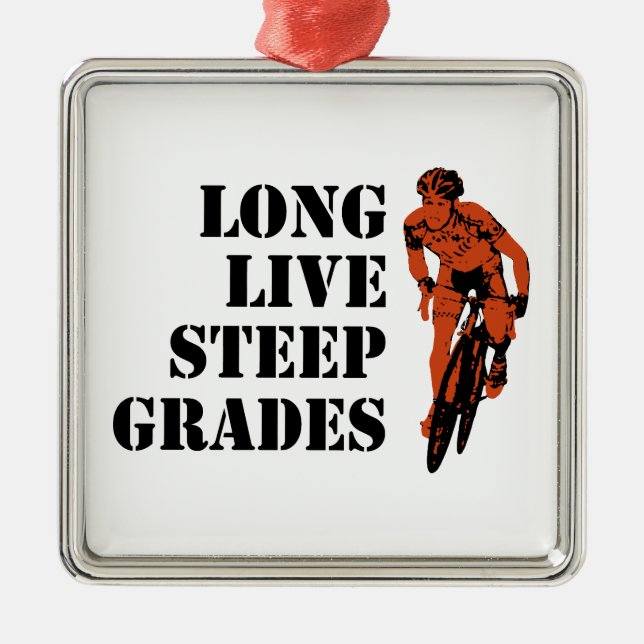 Long Live Steep Grades Cycling Metal Tree Decoration (Front)