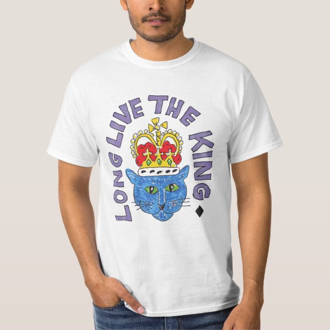 Long Live The King Cat with Royal Crown T-Shirt (Front)