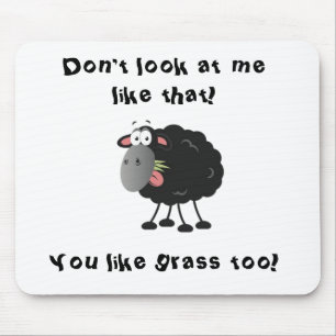 Long Lost Lamb: Grass Eating Black Sheep Mouse Pad
