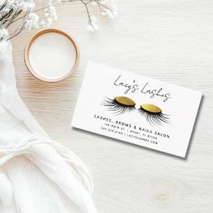 Long Lush Lashes Gold Glitter Makeup Artist Business Card