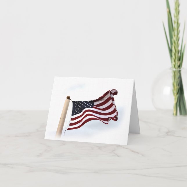 Long May It Wave American Flag Card (Front)