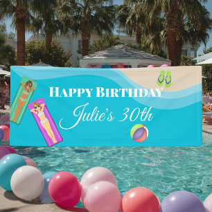 Long, Narrow Pool Party Banner for 30th Birthday