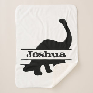 Long Neck Dinosaur Personalised Name Silhouette Sherpa Blanket