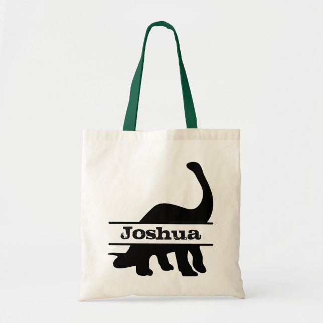 Long Neck Dinosaur Personalised Name Tote Bag (Front)