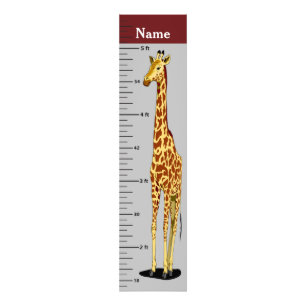 Long Neck Giraffe Growth Chart Add Child's Name Photo Print