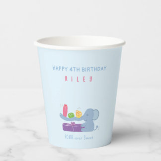Long-Nosed Elephant & Gifts Birthday Paper Cups