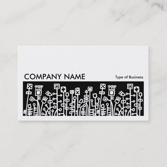 Long Picture 070 - Cyber Garden - Black Business Card (Front)