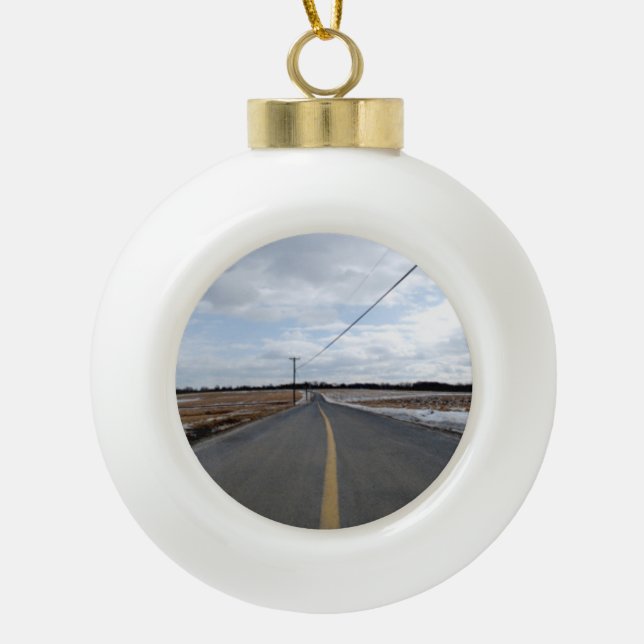 Long Road Home Ceramic Ball Christmas Ornament (Front)