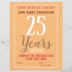 Long Service Award Certificate