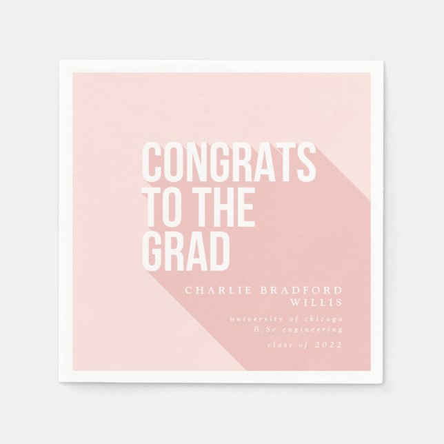 LONG SHADOW CONGRATS TO THE GRAD blush Napkin (Front)