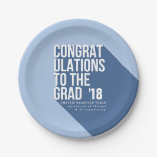 LONG SHADOW CONGRATS TO THE GRAD PAPER PLATE