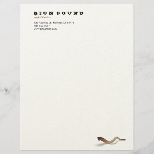 Long Shofar - natural Customised Letterhead (Front)
