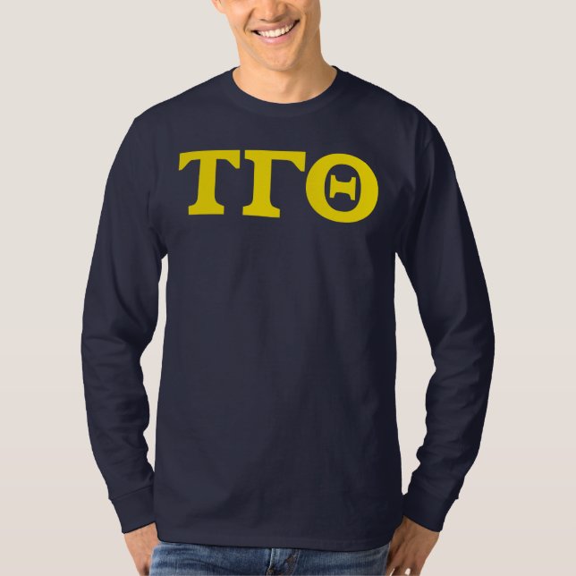 Long Sleeve Letters Shirt - Navy w/ Yellow Block (Front)