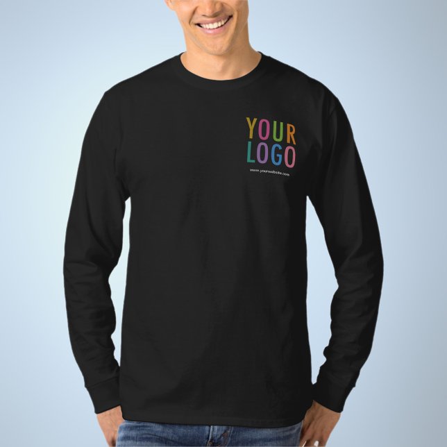 Long Sleeve Shirt Custom Company Logo No Minimum (MISOOK Men's Black Long Sleeve Shirt with Logo)