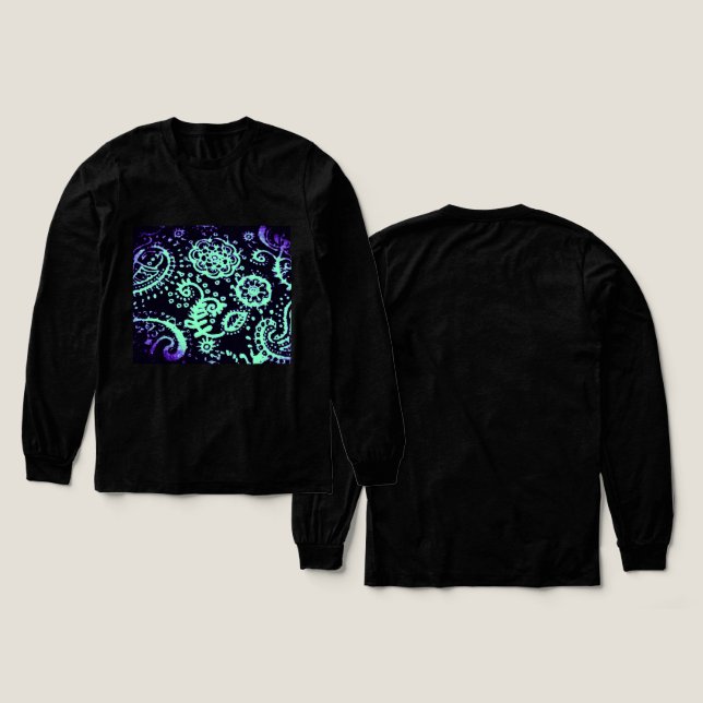 Long Sleeve Shirt Gradient Seafoam Purple (Design Front & Back)