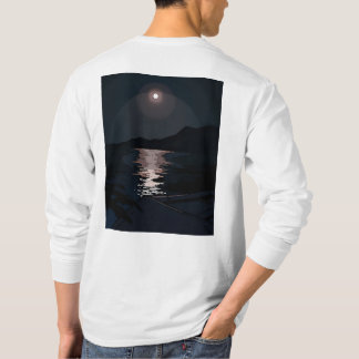 Long sleeve t-shirt with night sea and full moon.