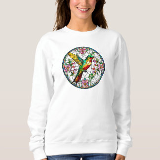 Long Sleeved Sweatshirt Stained-Glass Hummingbird