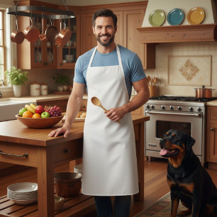 Long Solid White Kitchen Apron