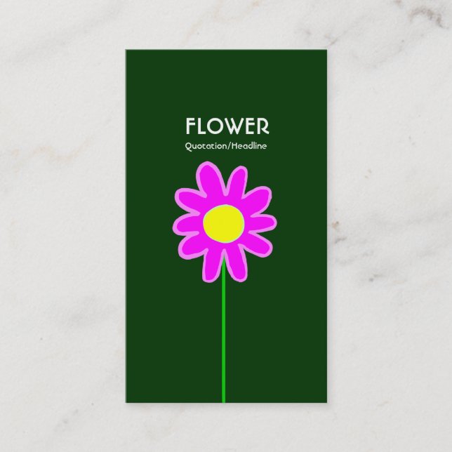 Long Stem Flower III - Dk Green Business Card (Front)