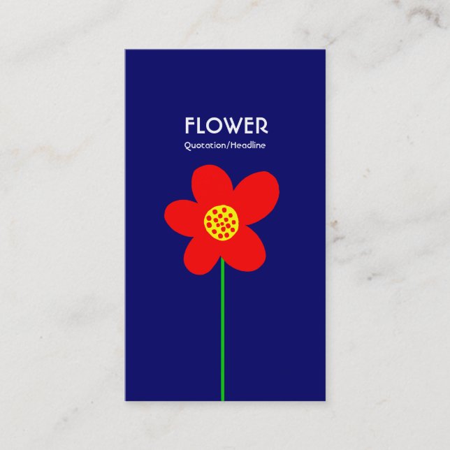 Long Stem Flower IV - Deep Navy Business Card (Front)