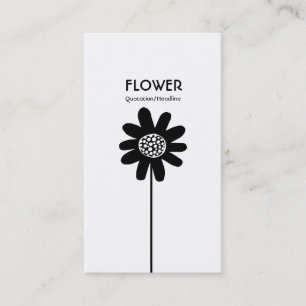 Long Stem Flower VII - Black on White Business Card