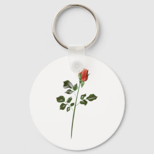 Long stem Red Rose Key Ring