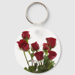 Long Stem Red Roses Key Ring