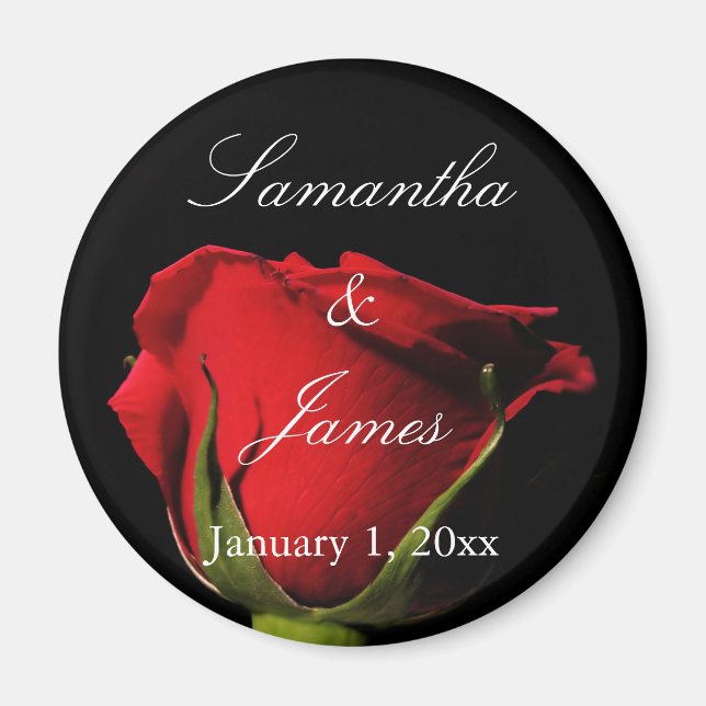 Long Stemmed Red Rose Personal Magnet (Front)