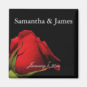 Long Stemmed Red Rose Personal Wedding Magnet