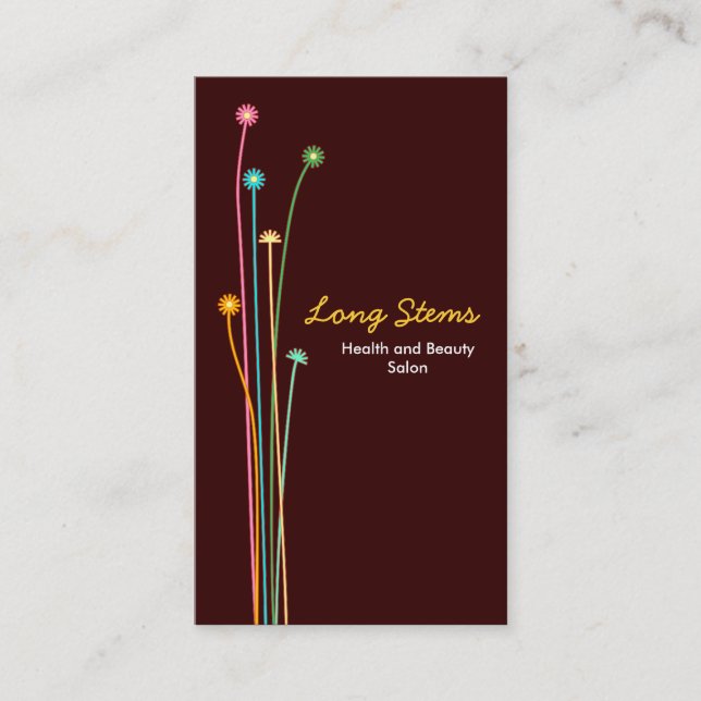 Long Stems - Dark Brown Business Card (Front)