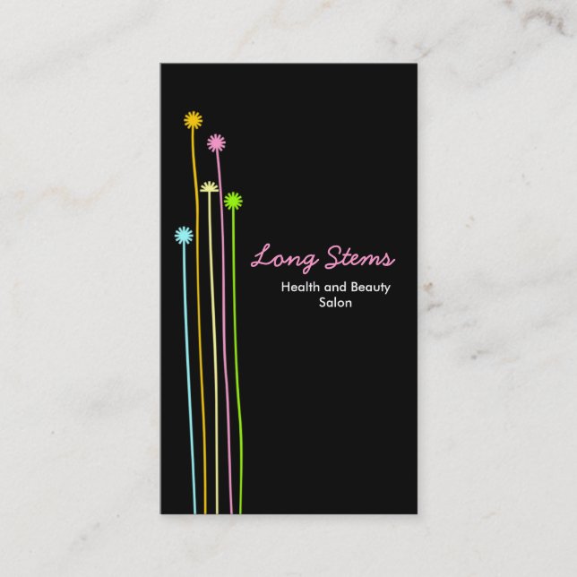 Long Stems II - Black Business Card (Front)