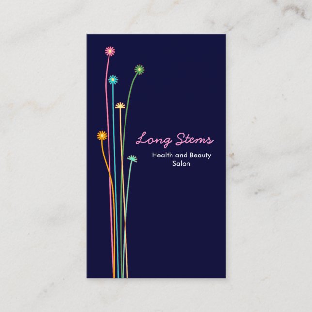 Long Stems - Navy Blue Business Card (Front)