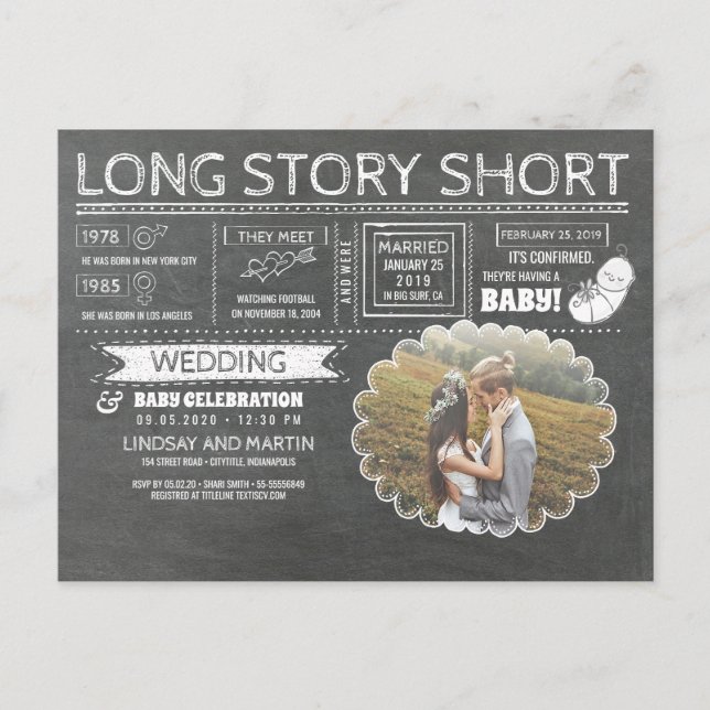 Long Story Short Wedding And Baby Celebration Announcement Postcard (Front)