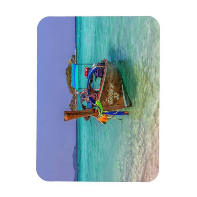 Long tail boat, Koh Lipe, Thailand Magnet (Vertical)