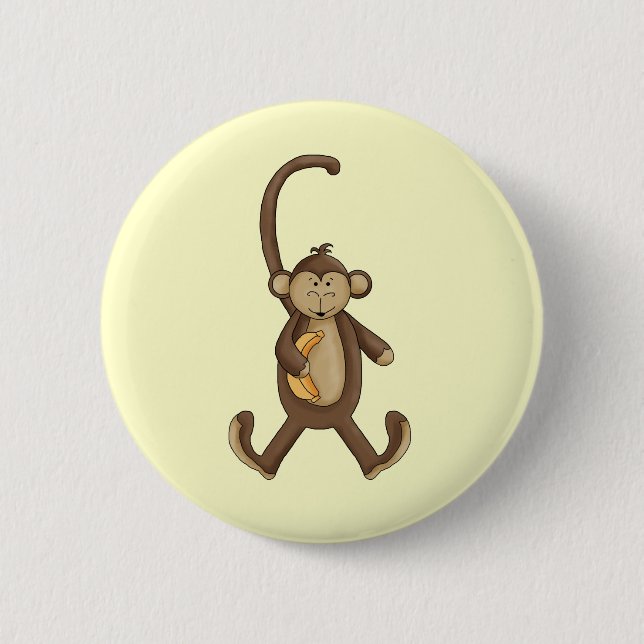 Long Tailed Monkey 6 Cm Round Badge (Front)