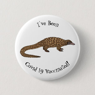 Long-tailed pangolin cartoon illustration 6 cm round badge