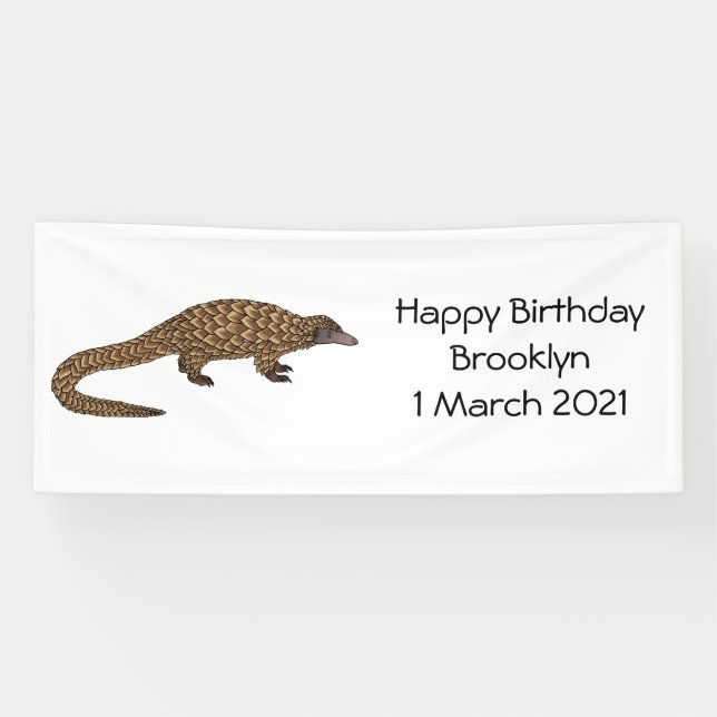 Long-tailed pangolin cartoon illustration  banner (Horizontal)
