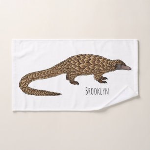 Long-tailed pangolin cartoon illustration bath towel set