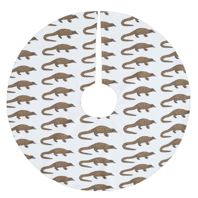 Long-tailed pangolin cartoon illustration  brushed polyester tree skirt (Front)