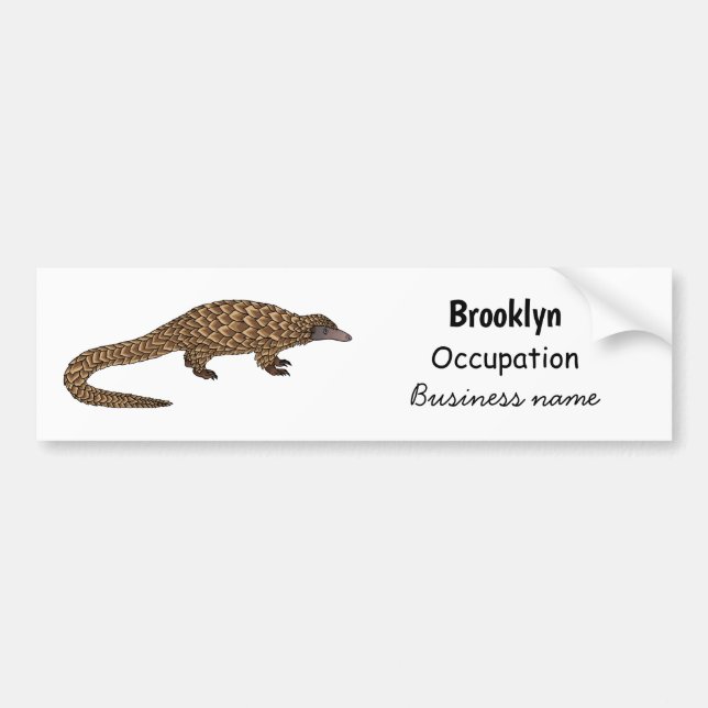 Long-tailed pangolin cartoon illustration  bumper sticker (Front)