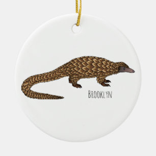 Long-tailed pangolin cartoon illustration ceramic tree decoration