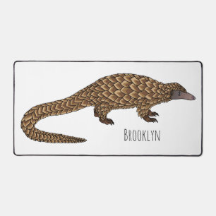 Long-tailed pangolin cartoon illustration desk mat